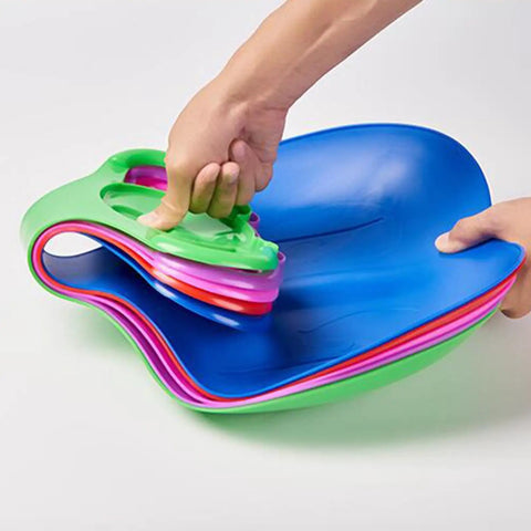 Heavy Duty Snow Sled For Downhill Thrills With A Non Slip Sanded Seat And Grippy Handles Built For Kids And Adults Rugged Sledge Board For Snow Or Grass Fast Fun Winter Ride In Red shown in multiple colors