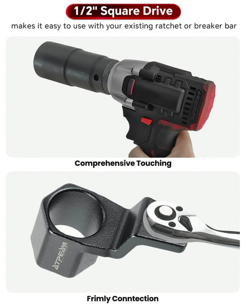Close-up of Crank Arm Removal Tool Set For One Half Inch Drive Compatible With Honda And Acura Engines showing 19mm and 50mm sockets
