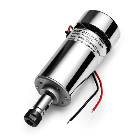 Air Cooled 300W Brush DC Spindle Motor With 0 To 48V Adjustable Switching Power Supply, 52mm Clamp And ER11 Collet for CNC