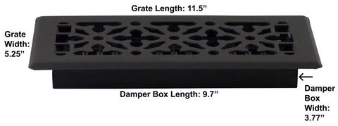 Gothic Floor Register 4x10 Inches Textured Black 8 Pack Decorative Steel Vent Grille With Dope High Impact Plastic Damper Box