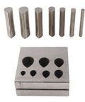 Punch Die Disc Cutter Set for DIY Jewelry Making, seven drop-shaped dies, 45 steel, flat bottom, for metal and brass gaskets