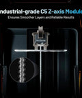 Industrial-grade C5 Z-axis module in RS Resin 3D Printer With Beefy 8.74 By 4.8 By 8.98 Inch Build Volume For Parts Delivers About 15 Micron Precision And 4.5 Second Per Layer Speed Includes C5 Industrial Z Axis And Auto Leveling With One Click Slicing For Fast Reliable Resin Printing