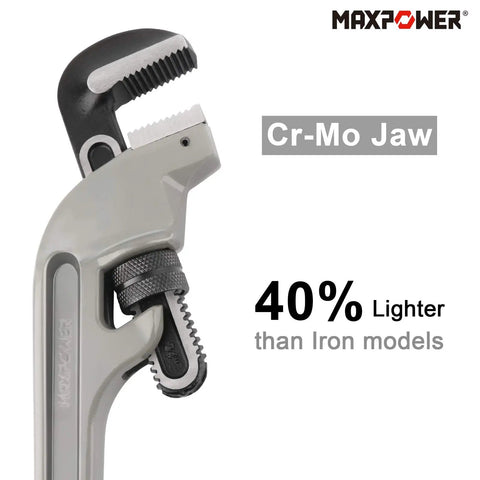 24 Inch Offset Pipe Wrench Aluminum Light As A Feather Yet Tough As Nails With 2.7 Inch Jaw Opening Up To 70 mm Clamping Capacity