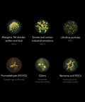 Microscopic views of particles filtered by Replacement 360 Degree Glass HEPA Filter For Air Purifier HP01 HP02 DP01.