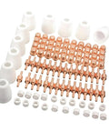 Ultimate 85 Pc Plasma Cutter Consumables Kit For Pt31 Lg40 Torch Cta And CT416 CT518D 40 Amp Machines ceramic and copper parts