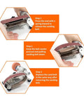 Slick Little Beast Seven Speed Mini Belt Sander With Twenty Polishing Discs showing how to replace the sanding belt step by step.