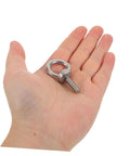 Extended Length M6 Stainless Steel Eye Bolts With Closed Ring And Through Hole For Deep Anchoring, Weatherproof And Wear Resistant, Beefy Heavy Duty Wall Hooks, Machinery Mounts, And Rugged Surfaces, held in hand