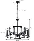 Industrial Style Chandelier With Matte Black Finish Geometric Shade Pendant Lighting Fixture dimensions view