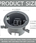 12 Pack Round Non Metallic Electrical Boxes For Old Work Ceilings Four And One Quarter Inch Plastic Junction Box With 18 Cubic Inches Capacity DIY Friendly Ceiling And Wall Light Box For Quick Install, showing product size dimensions.