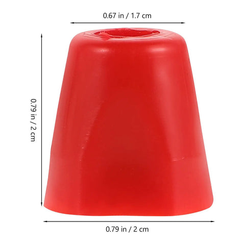 Red cone-shaped cap with dimensions, not related to Beefy Stainless Steel Threaded Nut Replacement For Fencing Supplies And Accessories Durable Barrel Nut Hardware For Fence Repair And Equipment Maintenance.