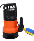 Versatile Heavy Duty Submersible Sump Pump Featuring Automatic Float Switch For Outdoor Ponds And Flooded Cellar Drainage 110V US Plug, orange and black design.