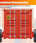 Upgrade 2 Pack 6 Lug Shipping Container Wheel Kit With 6x5.5 Inch Bolt Pattern Heavy Duty Axle And Ratchet Strap Installed on Container