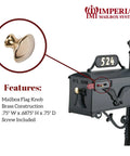 Solid Brass Mailbox Flag Knob In Gold Finish Three Quarters Inch Width Eleven Sixteenths Inch Height Three Quarters Inch Depth Replacement Hardware For Standard Mailbox Systems Built To Last And Install In A Snap No Fuss shown on black mailbox