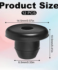 Bulk 12 Pack Rubber Jack Oil Plugs, Flat Head Hydraulic Filler Bung For Oil Reservoir Hole with size dimensions in mm/in.