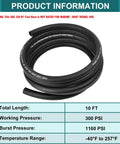 Coiled black Five Sixteenth Inch ID Fuel Line Hose 10 Ft With 10 Clamps High Pressure 300 PSI NBR Oil Resistant
