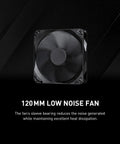 Mag A650BN 650W Non Modular Power Supply With 80 Plus Bronze Certified Low Noise Fan showing 120mm fan with sleeve bearing.