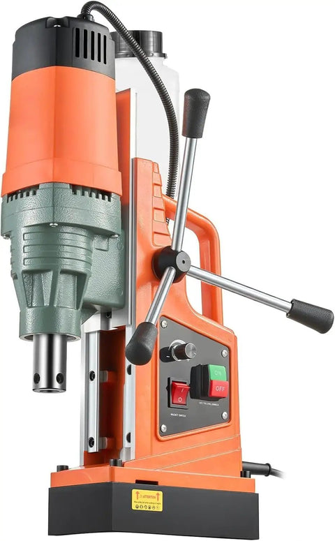 Rock Solid 1550W Magnetic Drill Press With 2922 Lbs Holding Power, Variable Speed 0-550Rpm, Overload Protection, Efficient Cooling, Heavy Duty Mag Drill For Steel Plates And Tough Metal Work, front view.