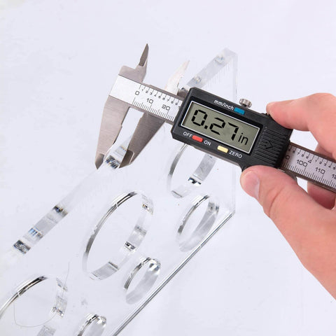 Router Jig Template Circle Inlay Templates In Clear Quarter Inch Acrylic For Woodworking Pro Projects shown with caliper