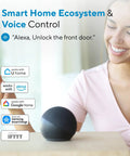 Person using voice control to manage Keyless Smart Lock With WiFi Bridge Fingerprint Entry And Codes App Remote Control Auto Unlock