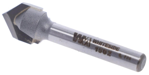 V Groove Router Bit 90 Degree Included Angle, 1/2 In Cutting Diameter, 1/4 In Point Length, 1/4 In Shank, 1-7/8 In Overall Length
