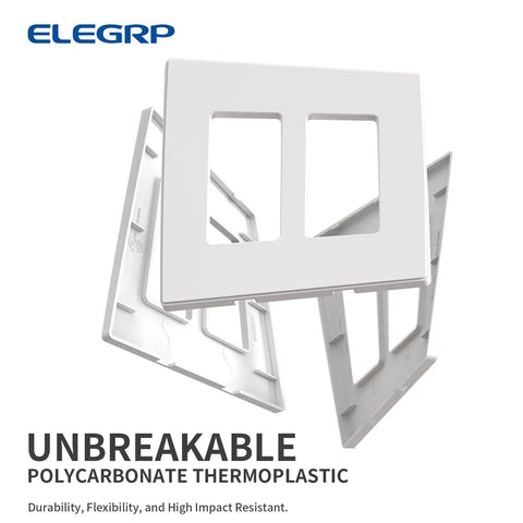 2-Gang Screwless Wall Plate Cover, Mid-Size, Sleek Matte White, 4.88 x 4.94 Inches, Built Tough Unbreakable Thermoplastic Faceplate