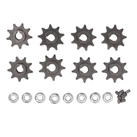 9 Tooth Sprocket Set for Electric Scooters, Iron Gear With 10mm Inner Diameter, Direct Fitment, nuts and keys included