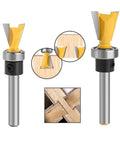 Game Changing Dovetail Router Bit With Precision Stepped Rabbet Design For Slick Woodworking Joints And Snappy Dust Clear Out Heavy Duty Shop Ready Tool, showcasing cutting head and grooves.