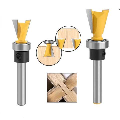 Game Changing Dovetail Router Bit With Precision Stepped Rabbet Design For Slick Woodworking Joints And Snappy Dust Clear Out Heavy Duty Shop Ready Tool, showcasing cutting head and grooves.