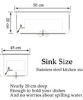 Diagram of 20 Inch Black Stainless Steel Kitchen Sink Single Bowl Nano Self Cleaning Undercounter Workstation dimensions