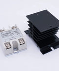 Beefy SSR 40VA Solid State Relay 24-380V AC 40A, 500K Input, heat sink alongside, single-phase unit for DIY projects