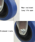 Close-up view of Heavy Duty Swivel Caster Wheels With Brake, thermoplastic rubber rollers, featuring thickened rivets.