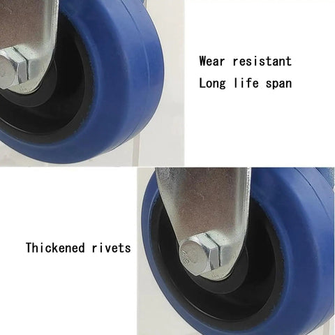 Close-up view of Heavy Duty Swivel Caster Wheels With Brake, thermoplastic rubber rollers, featuring thickened rivets.
