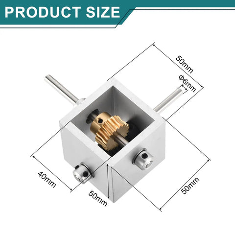 90 Degree Right Angle Worm Gearbox One To Twenty Reduction 1 Module With 20 Teeth Worm Gear Aluminum Frame 6mm Shaft Compact
