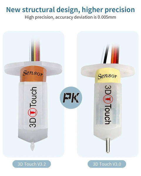 Comparison of 3D Touch V3.2 and V3.0 sensors for Upgraded 3D Touch V3.2 Auto Bed Leveling Sensor Kit With 4 Mounts For Ender 3 3S 3Pro Ender 5 5S 5Pro CR 10 And Geeetech 3D Printers Precise BL Touch Replacement With 0.005mm Accuracy Easy Install