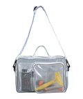 Heavy Duty Clear Pvc Crossbody Bag For Engineers Keep Your Tech And Field Gear Locked Up Adjustable Shoulder Strap Cold Resistant Anti Static Sling Roll With Your Daily Rig displaying tools.