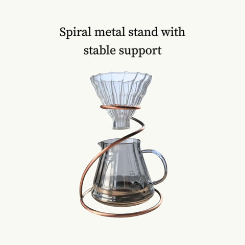 Go To Pour Over Coffee Maker Set With 20oz Borosilicate Glass Carafe Bamboo Base And Spiral Stand V Shaped Dripper 100 Paper Filters Plastic Free Manual Brewer For Home And On The Go Brewing with spiral stand and glass carafe