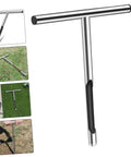 Durable Stainless Steel Soil Sampler Tool With T Handle Probe for Accurate Soil Testing in Gardens and Lawns, shown on grass