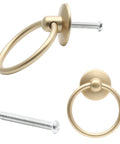 12 Piece Vintage Drop Ring Cabinet Pulls Set In Gold Finish 44mm Outer Diameter Metal Ring Knobs with Mounting Screws