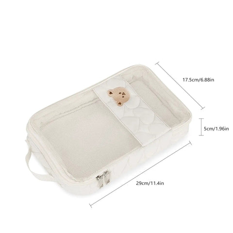 Two Pack Waterproof Diaper Bag Organizer Pouches With Hanging Pods, 29x17.5x5cm mesh bag featuring cute bear design