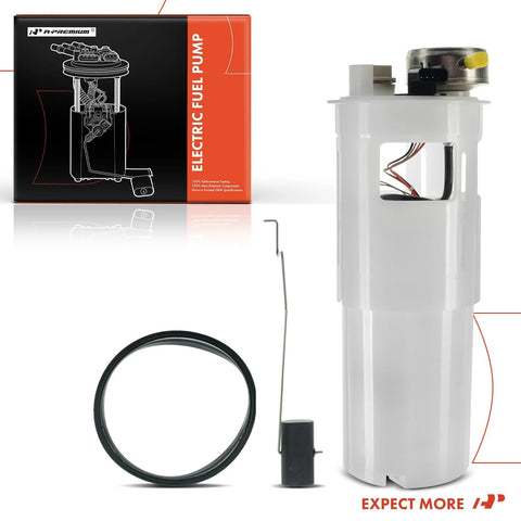 Dodge Ram Fuel Pump Module Assembly With Sending Unit For 1998 to 2002 Ram 1500 2500 3500 5.2L 5.9L V6 V8 V10 Engines 26 Or 34 Gallon Tank Replacement 4897666AA 5014318AE, shown with components and packaging.