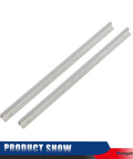 Two Pack SBR 12 Linear Guide Rail System 500mm With Four SBR12UU Carriage Blocks For CNC Equipment Built Tough For Boss Level Precision And Smooth Stable Linear Motion From Heat Treated Carbon Steel showing two metal rails on white background.