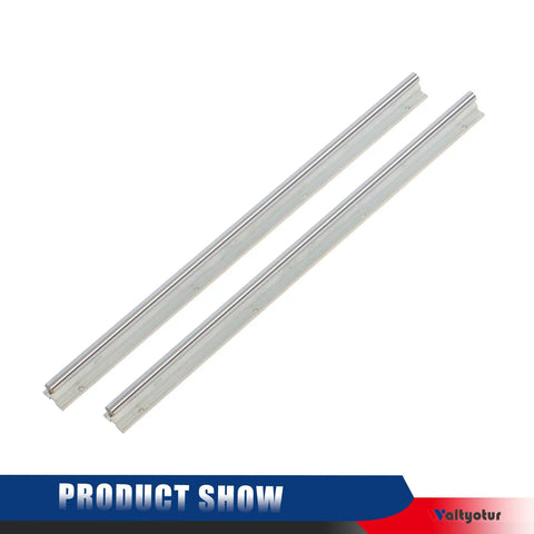 Two Pack SBR 12 Linear Guide Rail System 500mm With Four SBR12UU Carriage Blocks For CNC Equipment Built Tough For Boss Level Precision And Smooth Stable Linear Motion From Heat Treated Carbon Steel showing two metal rails on white background.