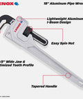 Ultralight Aluminum Pipe Wrench 18 Inch Pro Grade With Forged Wide Jaws, High Torque, I Beam Design, Quick Bite Teeth, Ergonomic Tapered Handle And Easy Spin Nut For Fast Adjustments