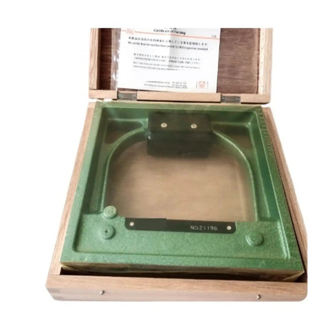 Dead Set Precision Spirit Level With Bold Vials For Snap Straight Alignment And Zero Sweat Measurement Up To Point Zero Two Millimeters Per Meter in wooden case.