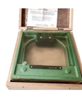 Heavy Duty Workhorse Spirit Level For Engineering And Construction Sites Rock Solid Frame Design with green metal body in wooden case.