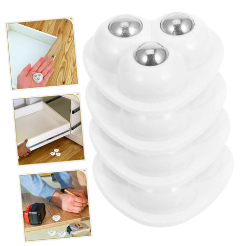 Eight Piece Stainless Steel Self Adhesive Caster Wheels With Smooth Ball Bearings For Effortless Furniture Relocation And Heavy Duty Storage Box Glide Conversion Today, showing stacked wheels on a wooden surface.