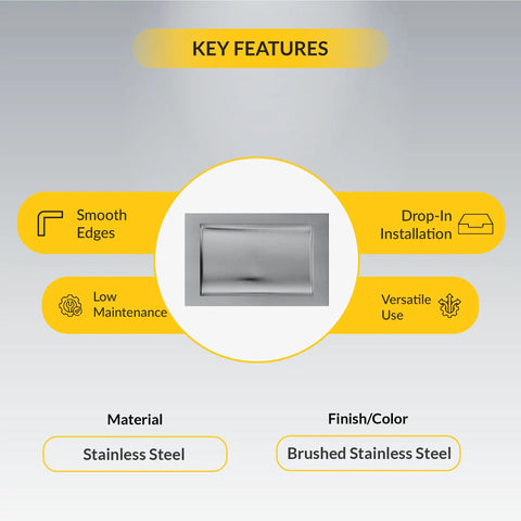 Image of Heavy Duty Brushed Stainless Steel Drop In Deal Tray 12 Inch Wide 10 Inch Deep With 1.56 Inch Height for countertop transactions