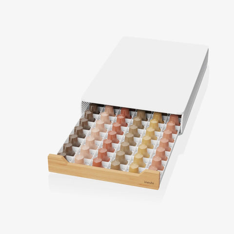Bamboo PodStash Coffee Pod Storage Drawer Holder For Nespresso Pods 60 Pod Capacity White Modern Countertop Organizer That Declutters Your Coffee Corner And Keeps Everything In Reach