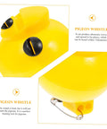 Portable Pigeon Training Whistles 2 Pack Lightweight Four Tone Bird Call Set, yellow ABS material, close-up of whistle details.