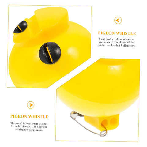 Portable Pigeon Training Whistles 2 Pack Lightweight Four Tone Bird Call Set, yellow ABS material, close-up of whistle details.